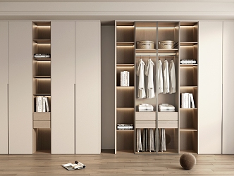 modern wardrobe cream wardrobe 3d model