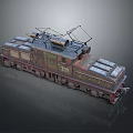 Vintage Electric Train Locomotive With Green Red Color Number 385 Rustic Metal Texture