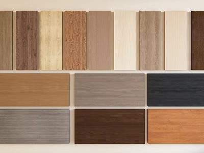 Variety Of Wall Panels In Various Wood Textures And Colors 3d model