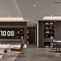 Modern Luxury Open Dining And Living Room With Comfortable Leather Sofa And Marble Furnishings