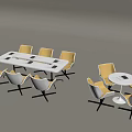 Modern Conference Table With Long And Round Shapes Yellow White Chairs