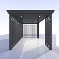 Modern Metal Building Component With Vertical Slats And Canopy Structure 3d model