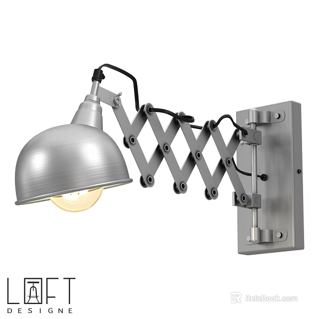 Modern Industrial Wall Lamp With Foldable Metal Arm And Sleek Shade Design 3d model 