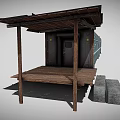 Vintage Passenger Train Carriage With Covered Wooden Platform And Steps