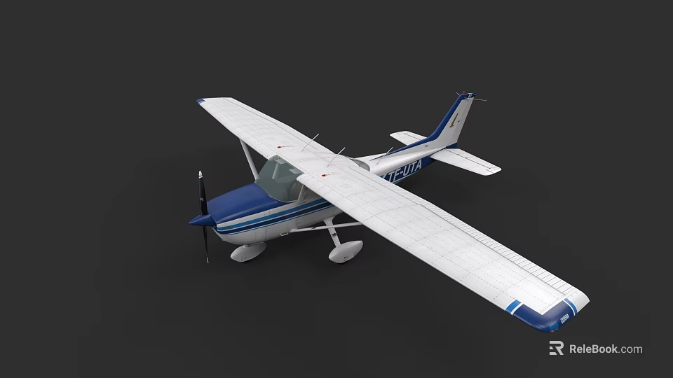 White And Blue Small Single Engine Propeller Airplane With Registration N12345 3d model 