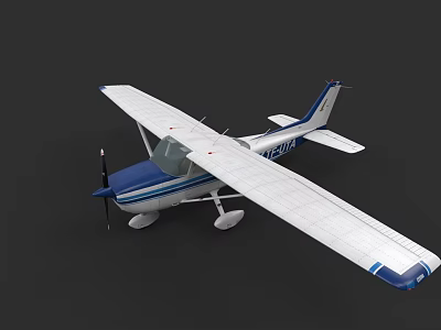 White And Blue Small Single Engine Propeller Airplane With Registration N12345 3d model