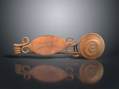 Elegant Copper Household Decorative Item With Spiral Design And Ring Accents 3d model
