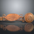 Elegant Copper Household Decorative Item With Spiral Design And Ring Accents