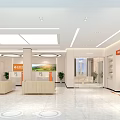 Spacious Modern Bank Interior With Reception Desks Potted Plants Bright Lighting And Decorative Signage