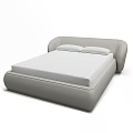 Modern Contemporary Double Bed With Curved Headboard White Mattress And Gray Frame