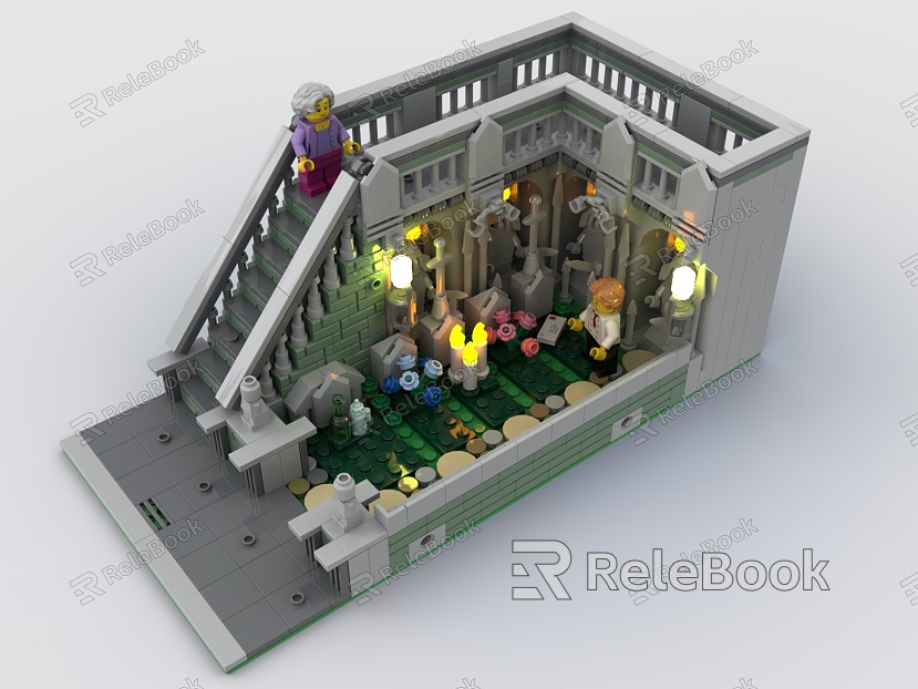 LEGO Toy Scene Cemetery House Stairs model