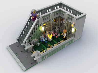 LEGO Toy Scene Cemetery House Stairs model