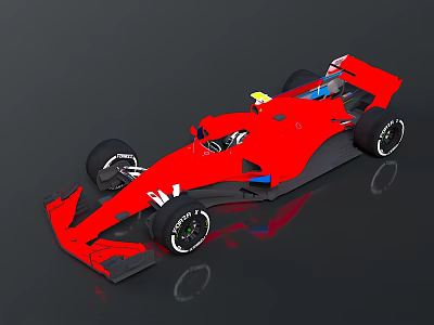 Red Formula Race Car Featuring Streamlined Design Black Wheels And Aerodynamic Rear Wing 3d model