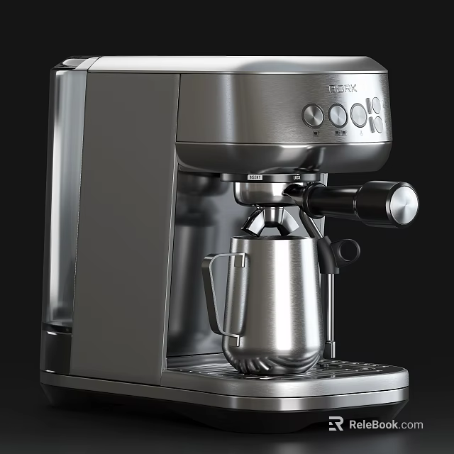 Stainless Steel Tefal Espresso Coffee Machine With Milk Frother And Control Panel 3d model 