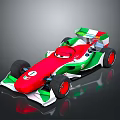 Red Green White Formula Racing Car With Number 1 And Aerodynamic Sporty Black Wheels