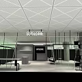 Modern Clothing Store Interior With Ceiling Design Glass Partitions And Display Racks