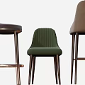 Various Stylish Bar Stools With Upholstered Seats And Metal Wooden Legs