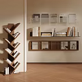 Modern Wooden Glass Display Shelving Units Slant Floor and Wall Mounted for Books