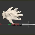 White Protective Gloves And Syringe With Red Blue Liquid Drops For Daily Use