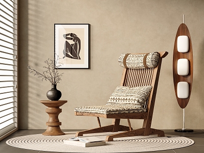 Mid-ancient style leisure chair 3d model