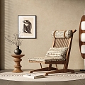 Mid-ancient style leisure chair 3d model