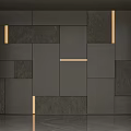 Elegant Modern Background Wall with Stone Texture Geometric Panels and LED Lighting 3d model