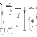Modern Stainless Steel Shower Systems Featuring Rainfall Heads Handheld Sprayers And Brackets 3d model