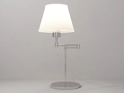 Modern Desk Lamp With White Lampshade And Adjustable Silver Metal Arm 3d model