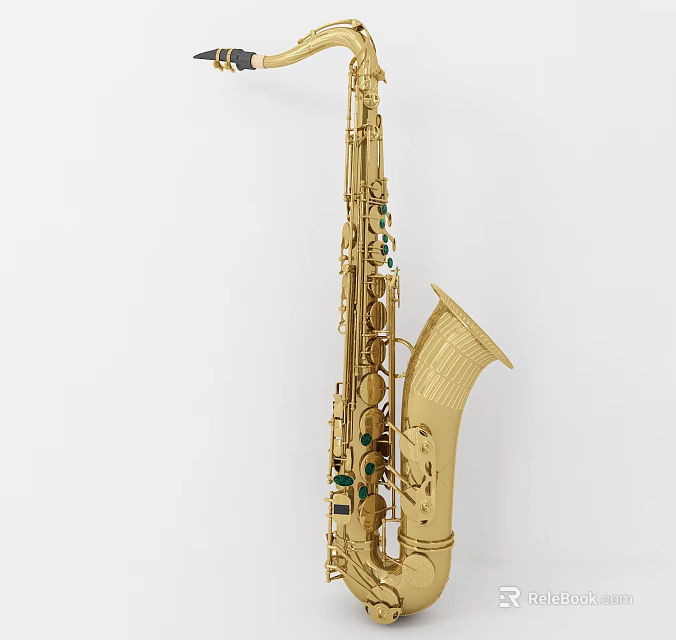 Golden Shiny Saxophone Musical Instrument With Brass Craft And Intricate Design 3d model 