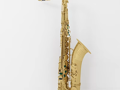 Golden Shiny Saxophone Musical Instrument With Brass Craft And Intricate Design 3d model