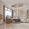 Modern Luxury Beauty Salon Waiting Area With Sofa Coffee Table And City View