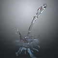 Dynamic Water Splash With Flowing Stream And Clear Reflection On Surface 3d model