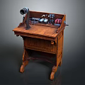 Antique Electronic Apparatus Vintage Wooden Cabinet with Horn Knobs Coils and Classic Design