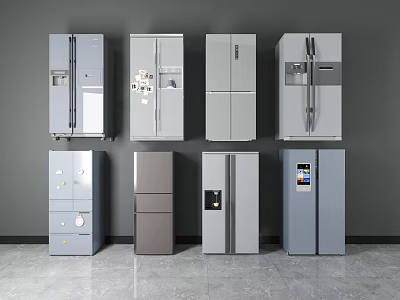 Modern Refrigerators Collection With Various Door Styles And Neutral Colors 3d model