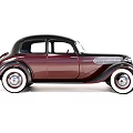 Vintage Classic Car With Deep Purple Exterior Chrome Grille And Round Headlights Design