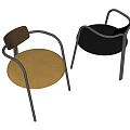 Modern Metal Frame Dining Chair With Comfortable Fabric Seat And Wooden Backrest