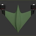 Futuristic Green Paper Plane Shaped Toy With Black Wheels And Red Accents