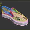 Slip On Casual Shoes With Gold And Black Ginkgo Leaf Pattern And White Sole