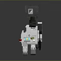 Futuristic Mechanical Robot With Green Light Indicator And Gray White Body Structure