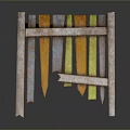 Scenic Landscape With Colorful Wooden Planks In Orange Yellow And Blue Tones