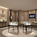 Jewelry Store Interior Design With Glass Display Cases And Elegant Lighting Showcase Area