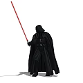 Darth Vader Star Wars Character In Black Armor With Red Lightsaber And Cape