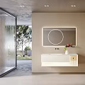 Modern Wall Mounted Bathroom Vanity With Large Mirror And Natural Light 3d model