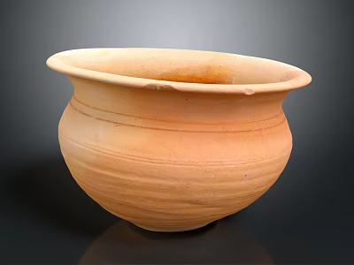 Handmade Terracotta Clay Pot With Carved Patterns And Wide Mouth Design 3d model