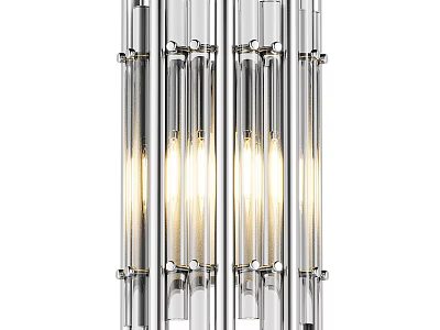 Modern Wall Lamp with Vertical Glass Tubes and Chrome Frame for Indoor Home Lighting 3d model