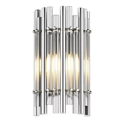 Modern Wall Lamp with Vertical Glass Tubes and Chrome Frame for Indoor Home Lighting 3d model