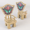 Wooden Kids' Chairs With Vibrant Red Green Purple Decorative Backrest Design