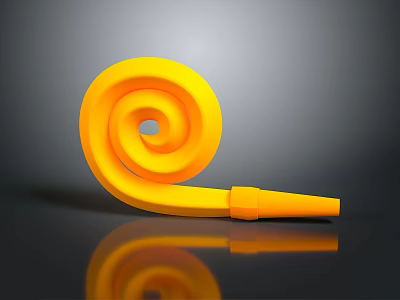Unique Yellow Spiral Shaped Furniture Decorative Component With Smooth Cylindrical End Design 3d model