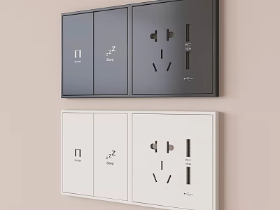 Modern Black and White Switch Panel with Switches and Sockets for Home Use 3d model