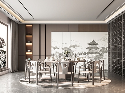 New Chinese Room Restaurant Box Room 3d model